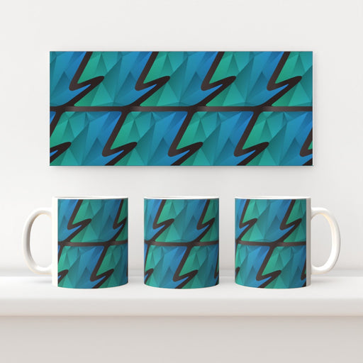 11oz Ceramic Mug - Abstract Waves Blue/Green - printonitshop