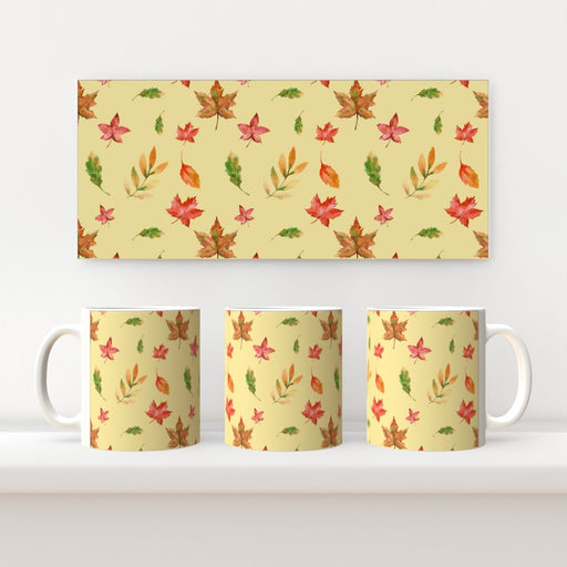 11oz Ceramic Mug - Autumn Leaves Cream - printonitshop