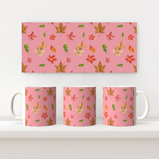 11oz Ceramic Mug - Autumn Leaves Pink - printonitshop