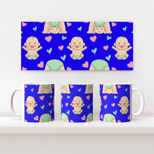 11oz Ceramic Mug - Baby on Blue - printonitshop