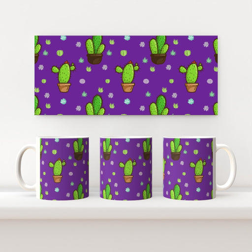 11oz Ceramic Mug - Cactus on Purple - printonitshop