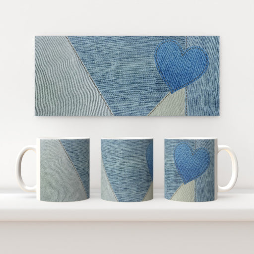 11oz Cermic Mug - Denim Heart - printonitshop