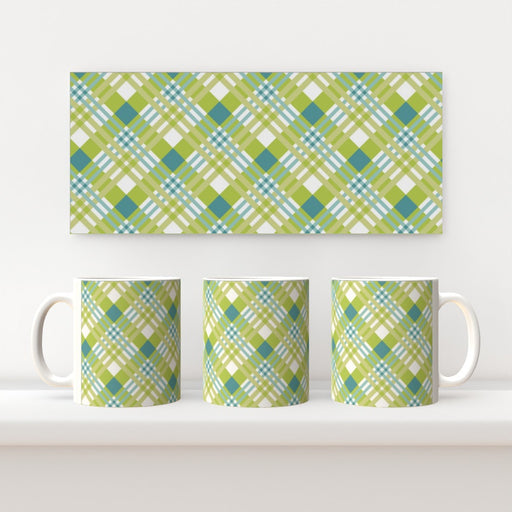 11oz Ceramic Mug - Green Cross Stitch - printonitshop