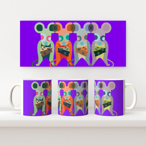 11oz Ceramic Mug - Mice on Purple - printonitshop