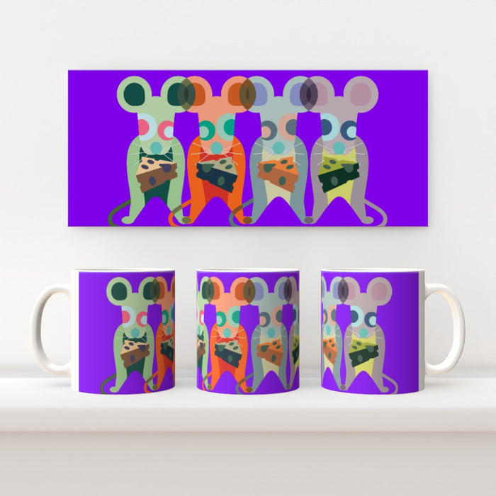 11oz Ceramic Mug - Mice on Purple - printonitshop