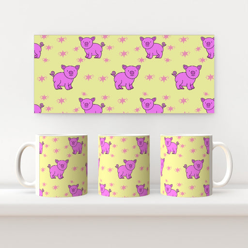 11oz Ceramic Mug - Pigs On Yellow - printonitshop