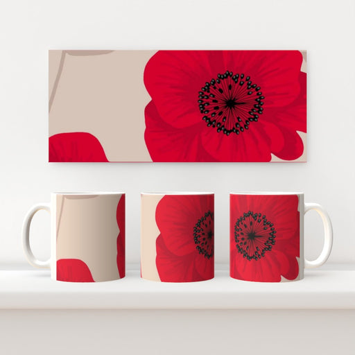 11oz Ceramic Mug - Red Flowers - printonitshop