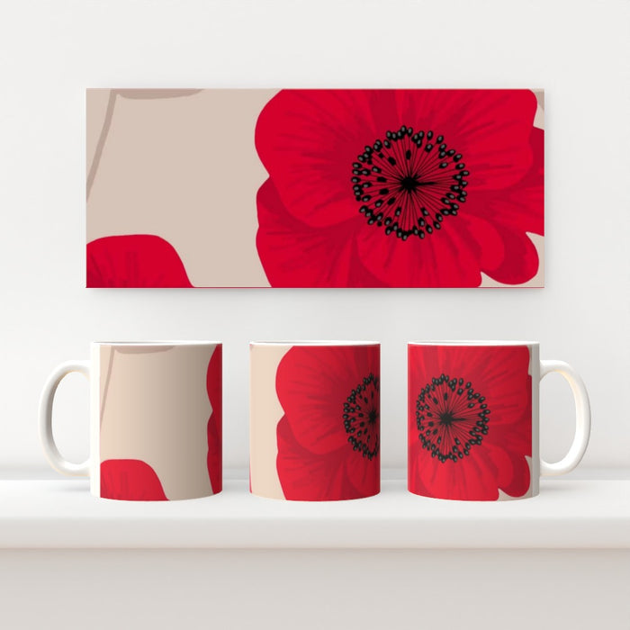 11oz Ceramic Mug - Red Flowers - printonitshop