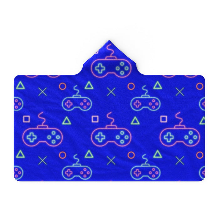 Hooded Towel - Gaming Neon Blue - printonitshop