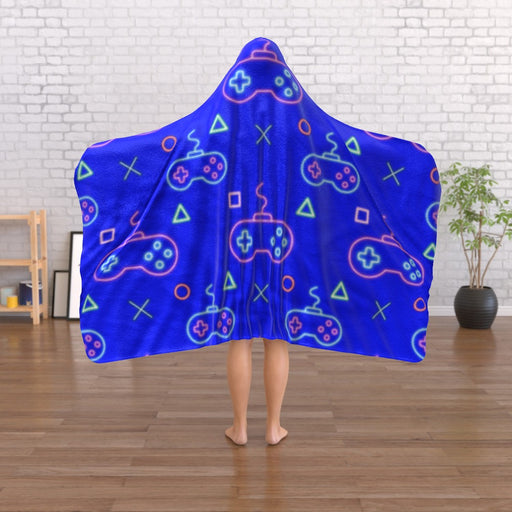 Hooded Towel - Gaming Neon Blue - printonitshop