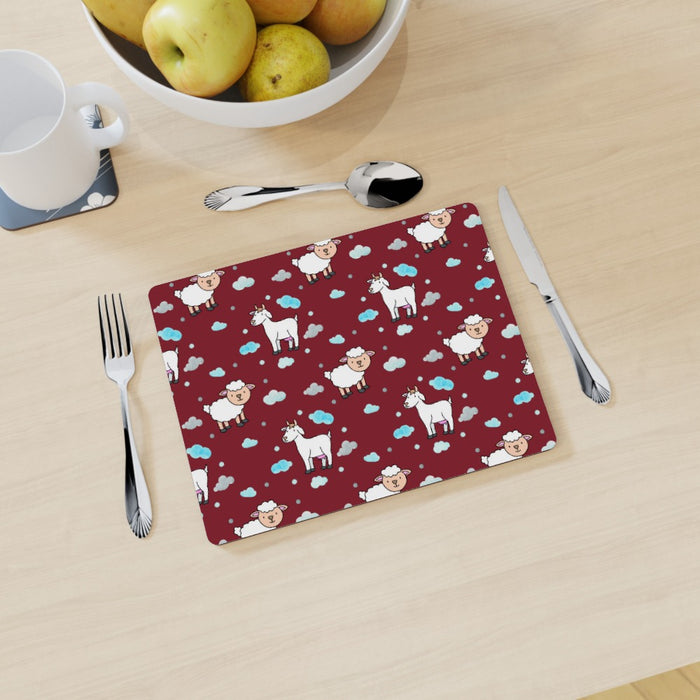 Placemat - Goat Sheep Burgundy - printonitshop