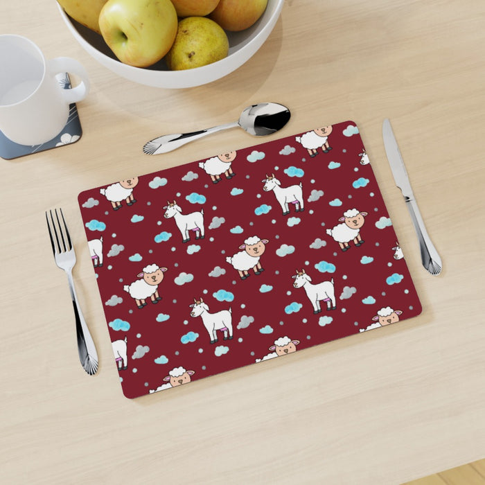 Placemat - Goat Sheep Burgundy - printonitshop