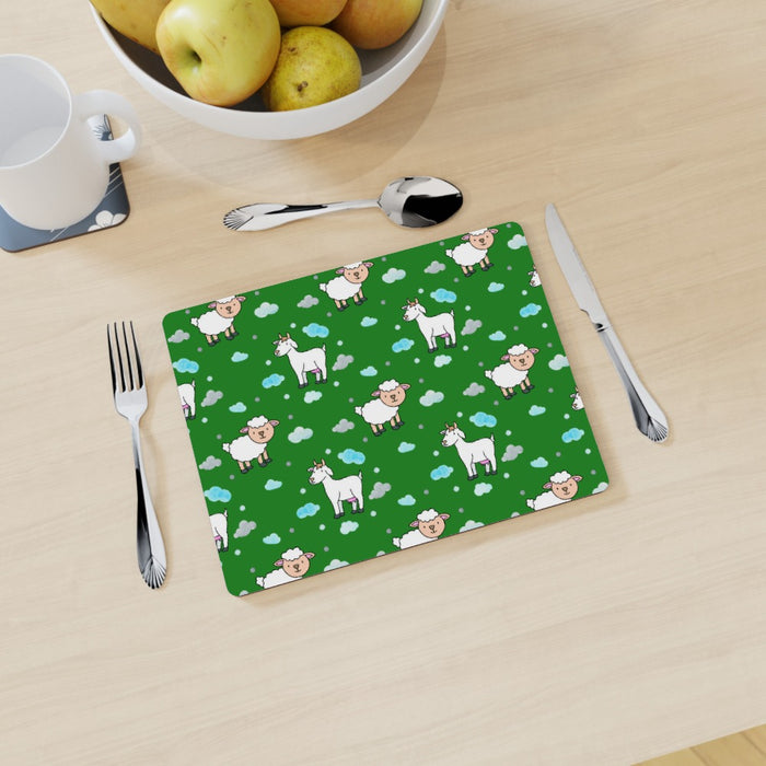 Placemat - Goat and Sheep on Green - printonitshop