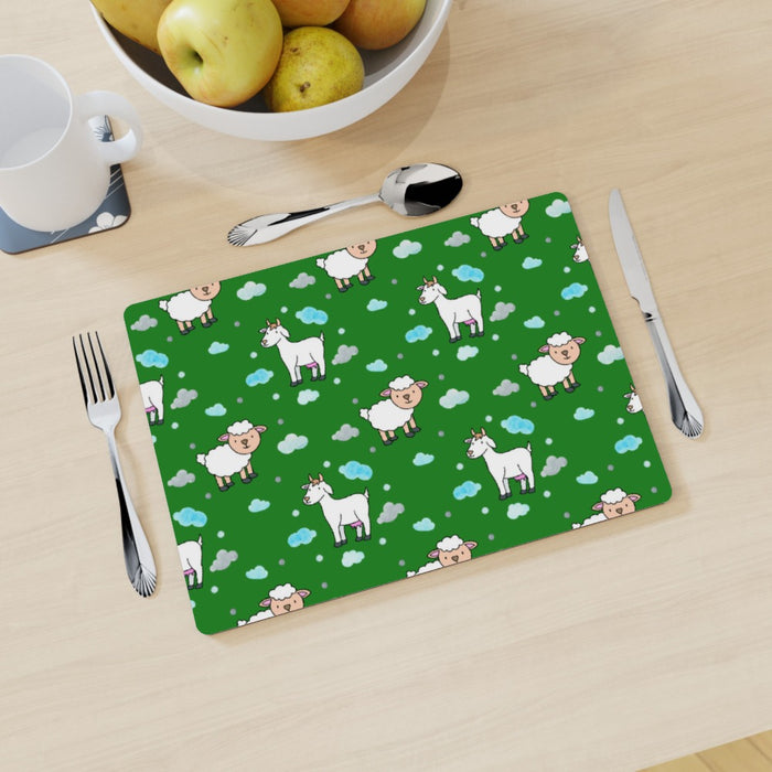 Placemat - Goat and Sheep on Green - printonitshop