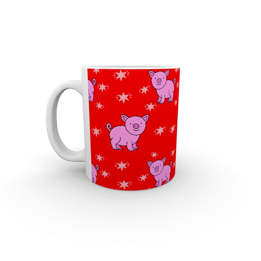 11oz Ceramic Mug - Pigs On Red - printonitshop