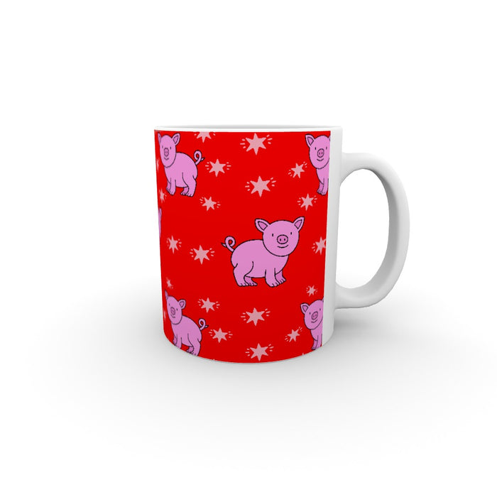 11oz Ceramic Mug - Pigs On Red - printonitshop