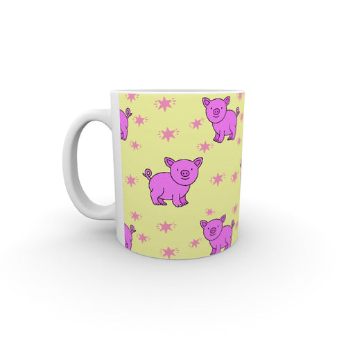 11oz Ceramic Mug - Pigs On Yellow - printonitshop