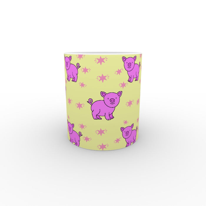 11oz Ceramic Mug - Pigs On Yellow - printonitshop