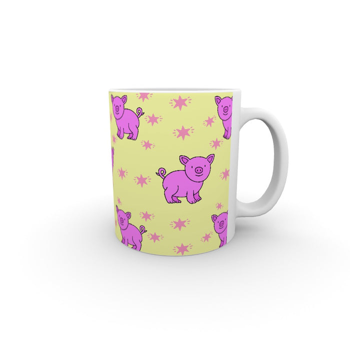 11oz Ceramic Mug - Pigs On Yellow - printonitshop