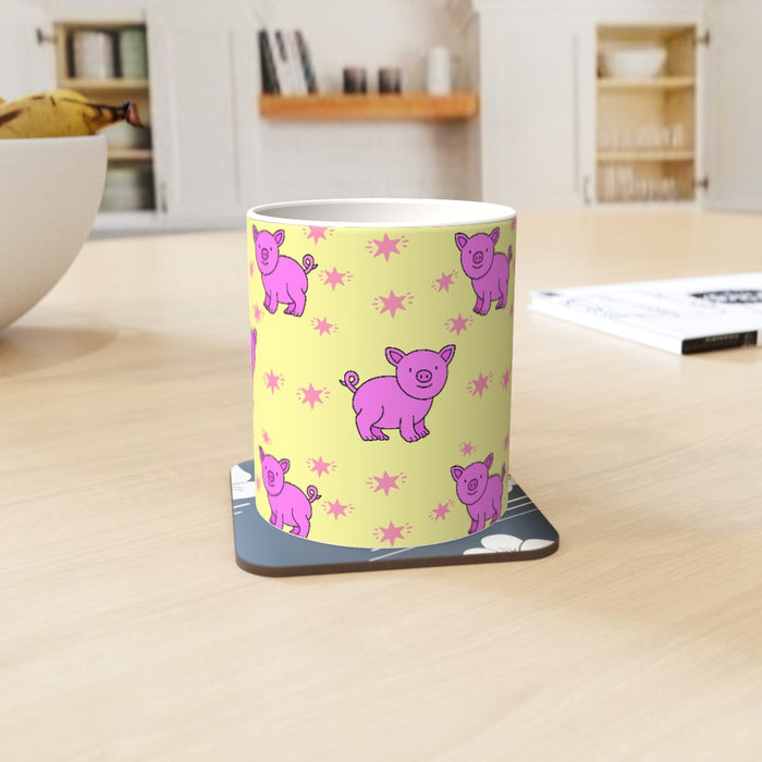 11oz Ceramic Mug - Pigs On Yellow - printonitshop