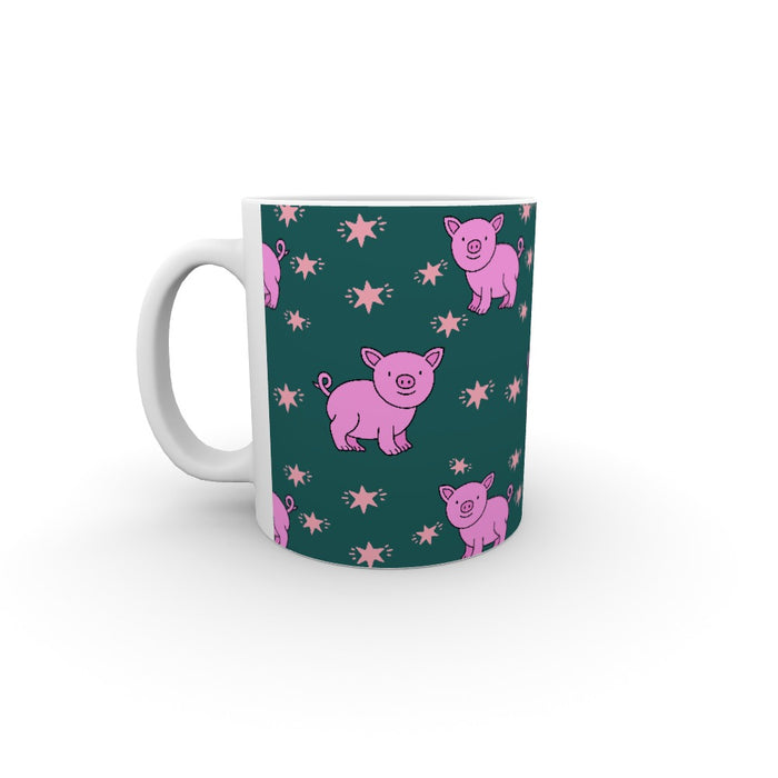 11oz Ceramic Mug - Pigs On Green - printonitshop