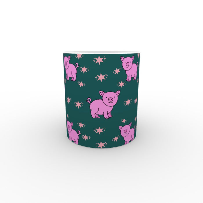 11oz Ceramic Mug - Pigs On Green - printonitshop