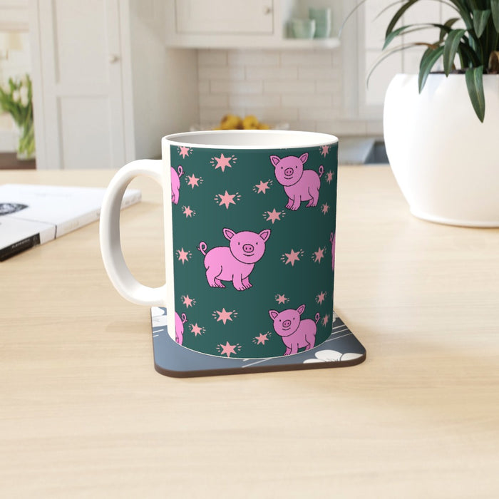 11oz Ceramic Mug - Pigs On Green - printonitshop