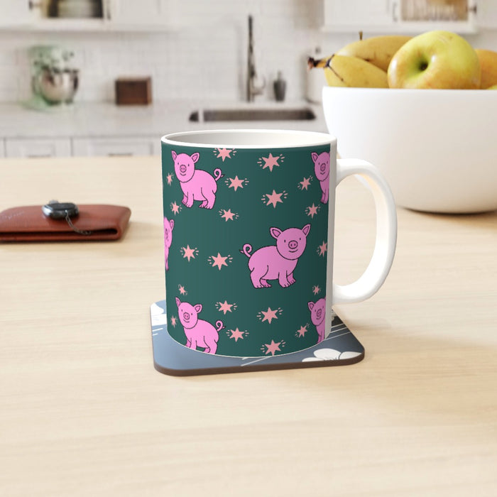 11oz Ceramic Mug - Pigs On Green - printonitshop