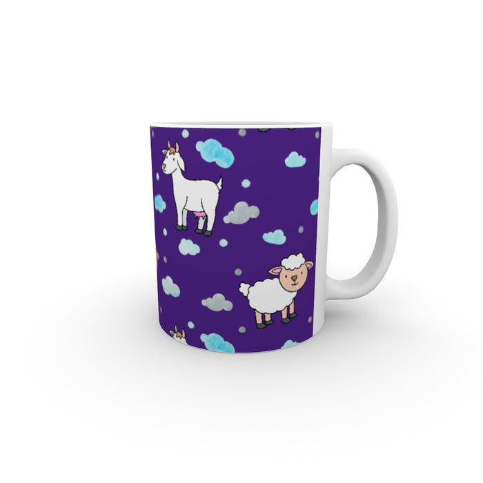 11oz Ceramic Mug - Goat and Sheep on Blue - printonitshop