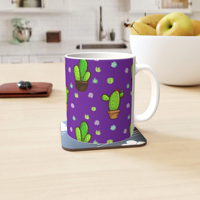 11oz Ceramic Mug - Cactus on Purple - printonitshop