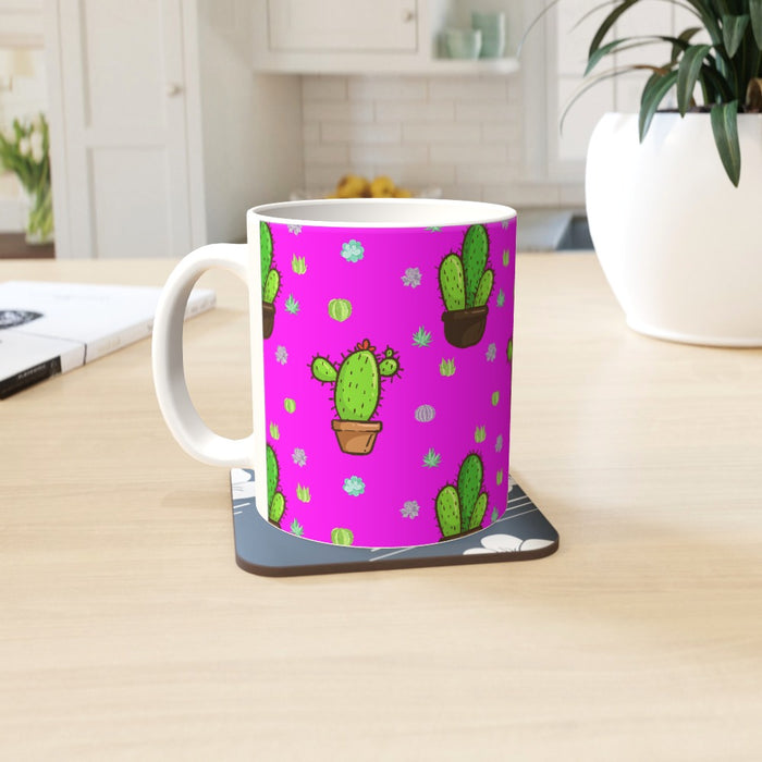 11oz Ceramic Mug - Cactus on Pink - printonitshop