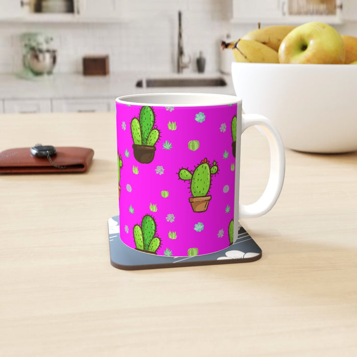 11oz Ceramic Mug - Cactus on Pink - printonitshop