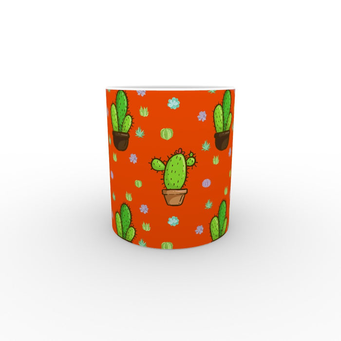 11oz Ceramic Mug - Cactus on Orange - printonitshop