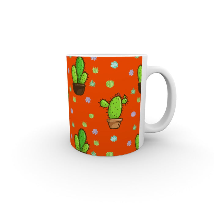 11oz Ceramic Mug - Cactus on Orange - printonitshop