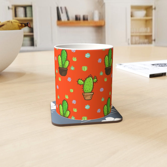 11oz Ceramic Mug - Cactus on Orange - printonitshop