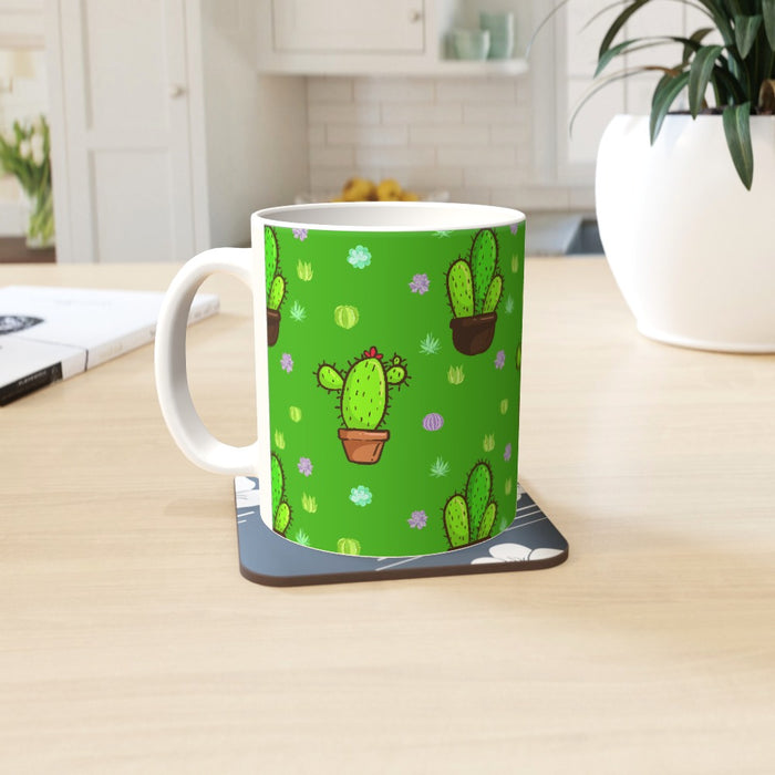 11oz Ceramic Mug - Cactus on Green - printonitshop