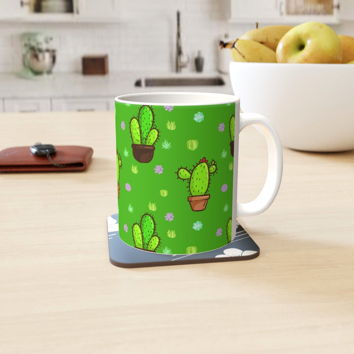 11oz Ceramic Mug - Cactus on Green - printonitshop