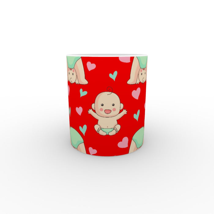 11oz Ceramic Mug - Baby on Red - printonitshop