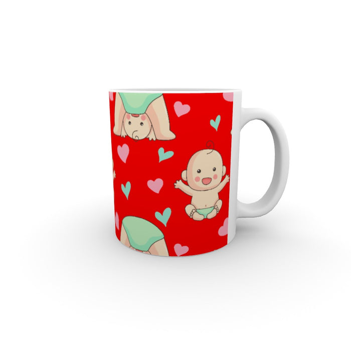 11oz Ceramic Mug - Baby on Red - printonitshop