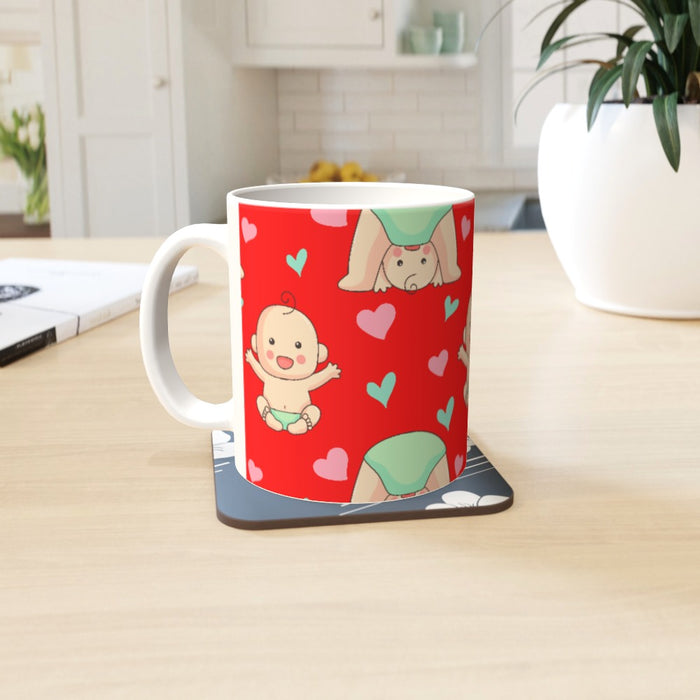 11oz Ceramic Mug - Baby on Red - printonitshop