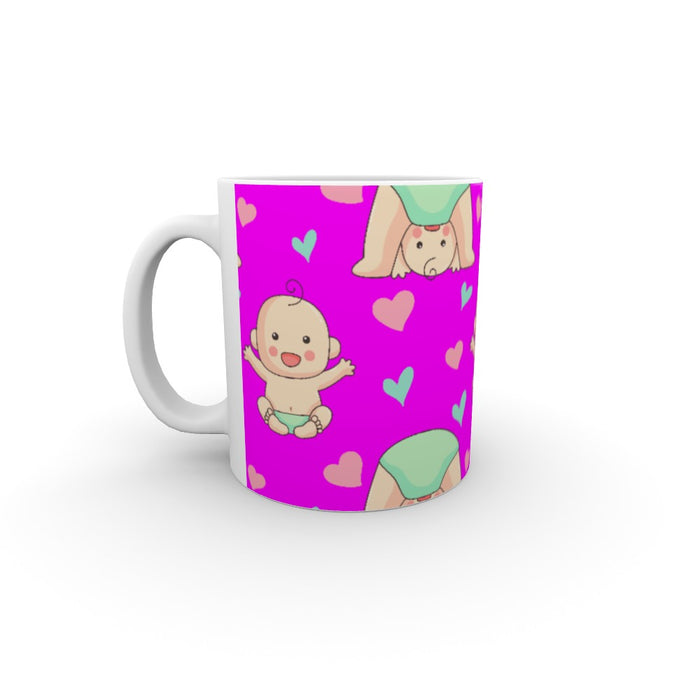 11oz Ceramic Mug - Baby on Pink - printonitshop