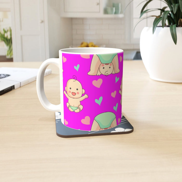 11oz Ceramic Mug - Baby on Pink - printonitshop