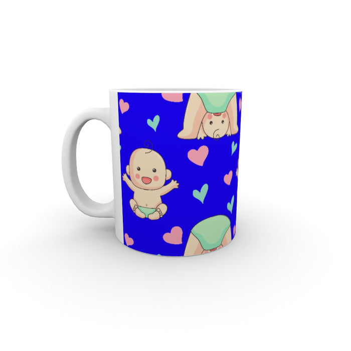 11oz Ceramic Mug - Baby on Blue - printonitshop