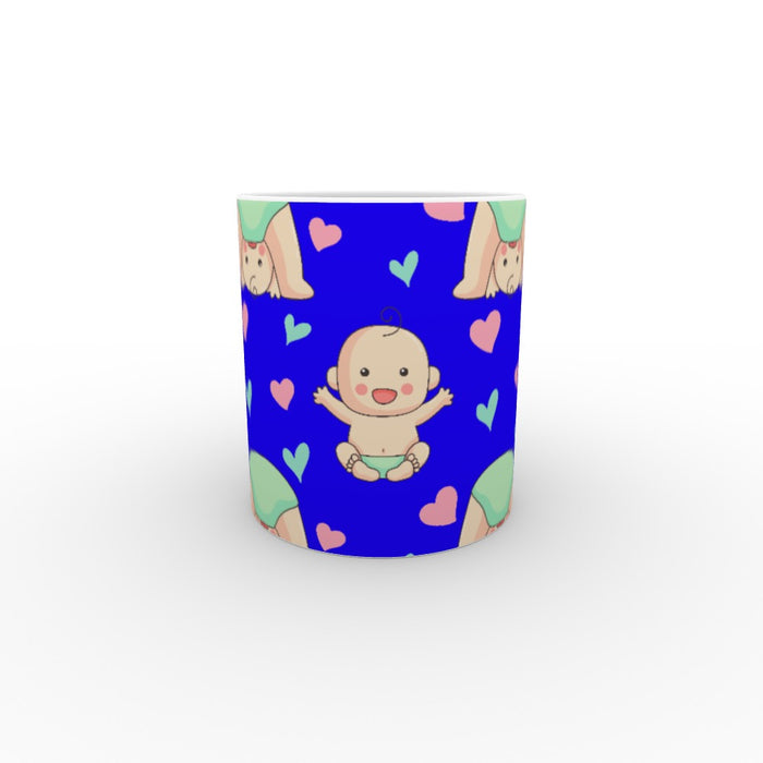 11oz Ceramic Mug - Baby on Blue - printonitshop