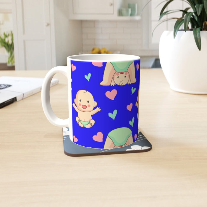 11oz Ceramic Mug - Baby on Blue - printonitshop