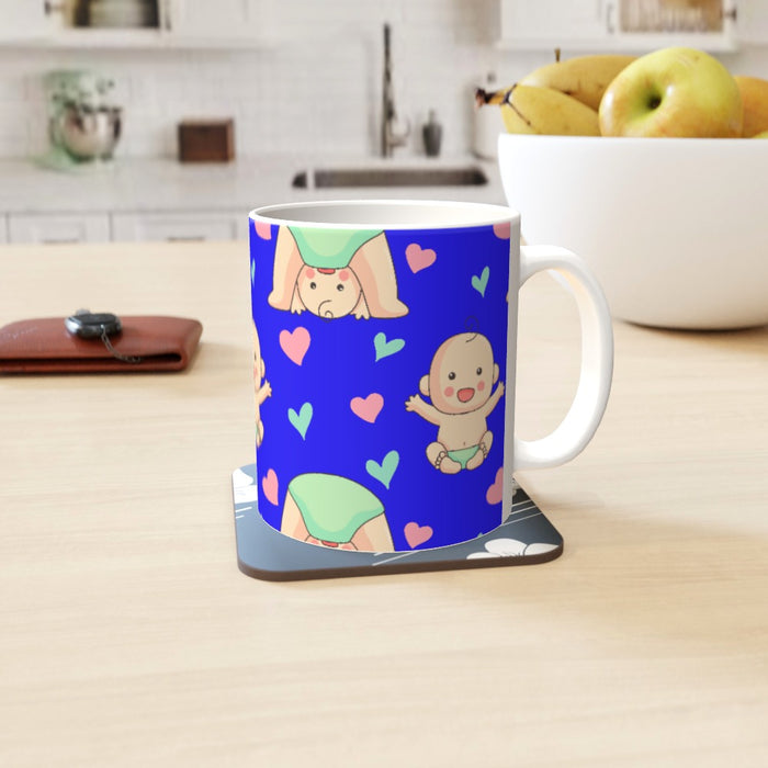 11oz Ceramic Mug - Baby on Blue - printonitshop