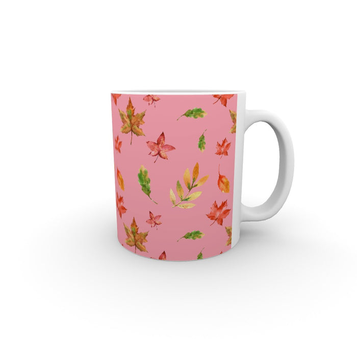 11oz Ceramic Mug - Autumn Leaves Pink - printonitshop