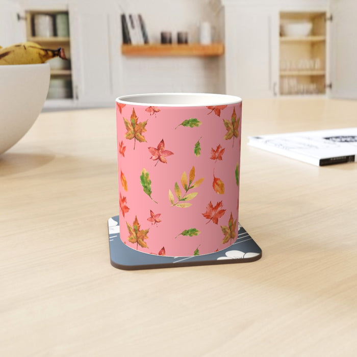 11oz Ceramic Mug - Autumn Leaves Pink - printonitshop