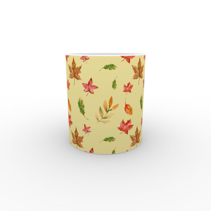 11oz Ceramic Mug - Autumn Leaves Cream - printonitshop