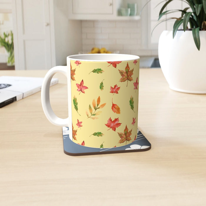 11oz Ceramic Mug - Autumn Leaves Cream - printonitshop